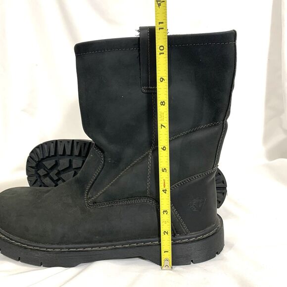 HERMAN SURVIVORS Black Leather Steel Toe Slip On Work Boots Slip Resistant Sz 14 - Picture 13 of 13